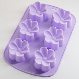 Форма для выпечки 6 кексов силикон "Незабудки", фиолетовый 25*16,5*3см АК-6176S