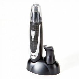 Триммер для носа, усов и бороды DELTA DL-4301 черный с серебристым, мощность 2Вт, 2 насадки, на подставке