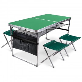 Набор: стол складной + 4 стула дачных складных ССТ-К3/9 зеленый/изумруд