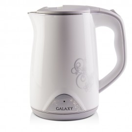Чайник электрический с двойными стенками GALAXY GL0301 (2кВт, 1,5 л, литая колба, белый)