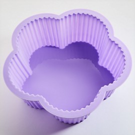 Форма 21х16,5х8см для выпечки кекса силиконовая АК-6137S "Большой цветок" фиолетовая