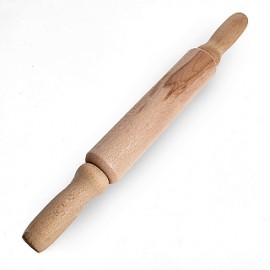 Скалка 40 см деревянная бук с крутящейся ручкой 2204