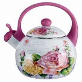 Чайник эмаль со свистком 2,5 л "Чайная роза" ЕМ-25001/35