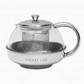 Чайник заварочный GALAXY LINE GL9355 (0,6л, фильт до дна, нерж+термостойкое стекло)
